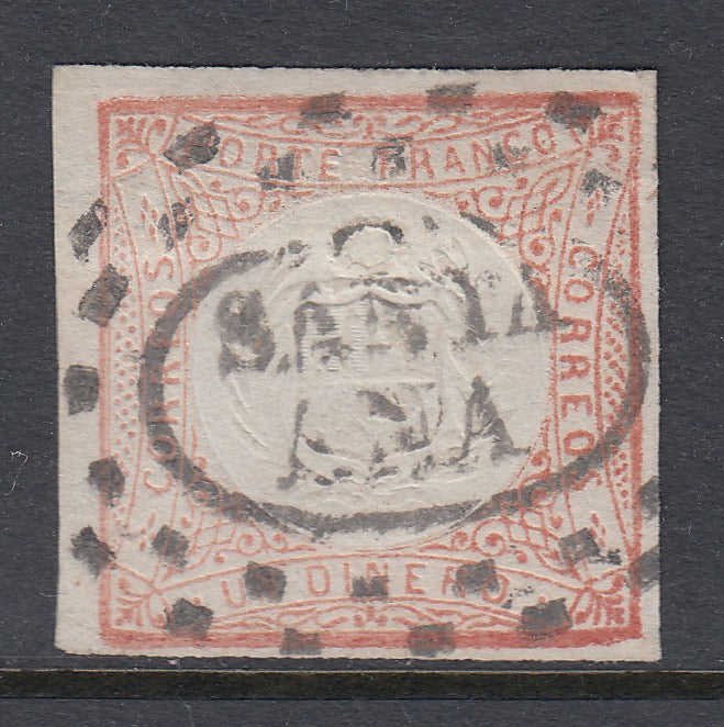Peru 1862 1d Red SON Santa Ana Cancel + 'Short A’ Variety Used. Scott 12 var