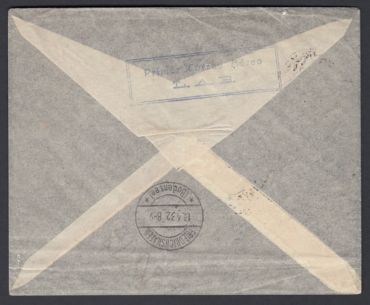 Bolivia to Germany 1932 Zeppelin Cover, 2nd South American Flight
