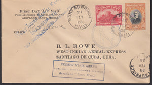 Haiti 1928 First Flight Airmail from Port Au Prince to Cuba