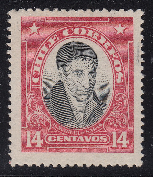 Chile 1923 Carmine Rose & Black 14c Salas Unissued VLM Mint. Scott Unlisted