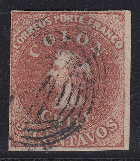 Chile 1853 5c Brown Red 1st London Printing Used. Scott 1