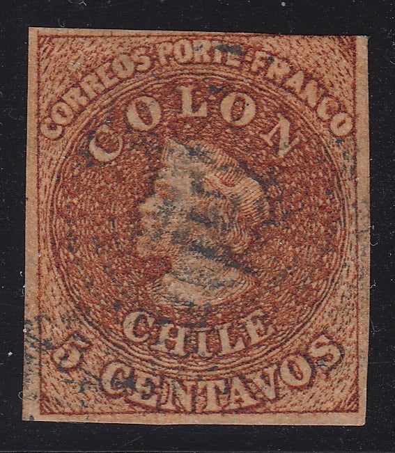 Chile 1854 5c Burnt Sienna Used. Scott 4