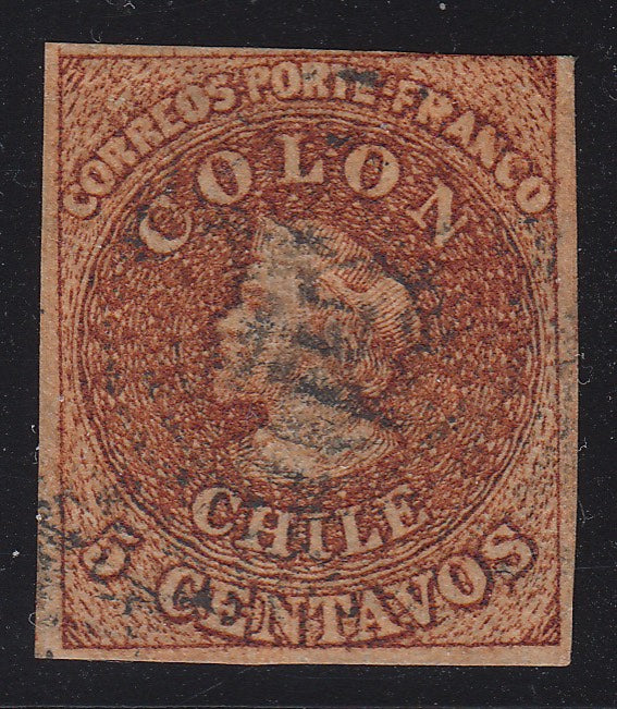 Chile 1878-99 15c Dark Green Marginal Imprint Strip of Four