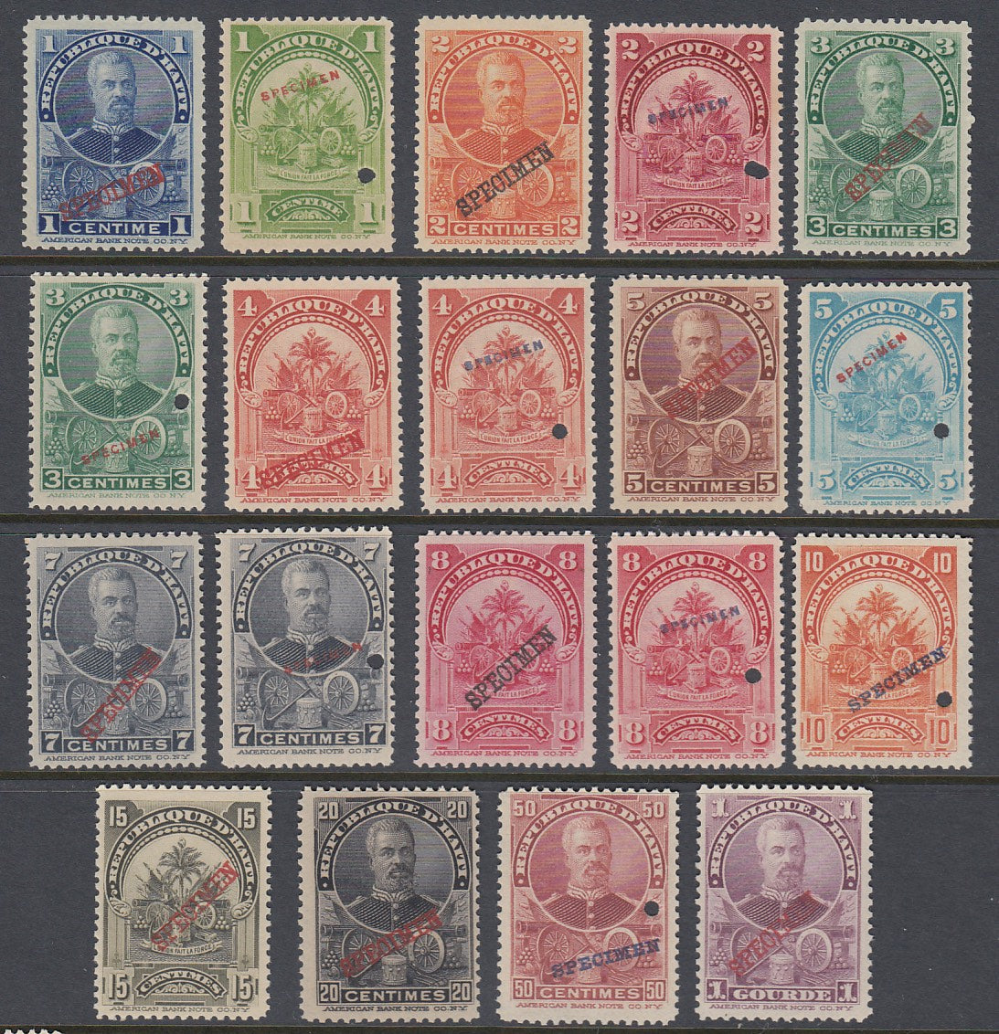 Haiti 1898-99 President Simon Sam Complete Specimen Set MNH. Scott 52-66 var