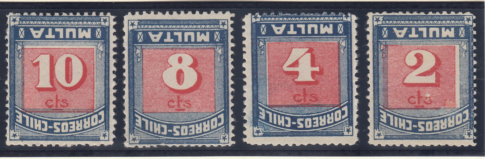 Chile 1924 Postage Due Complete Set Inverted. Scott J48-J58
