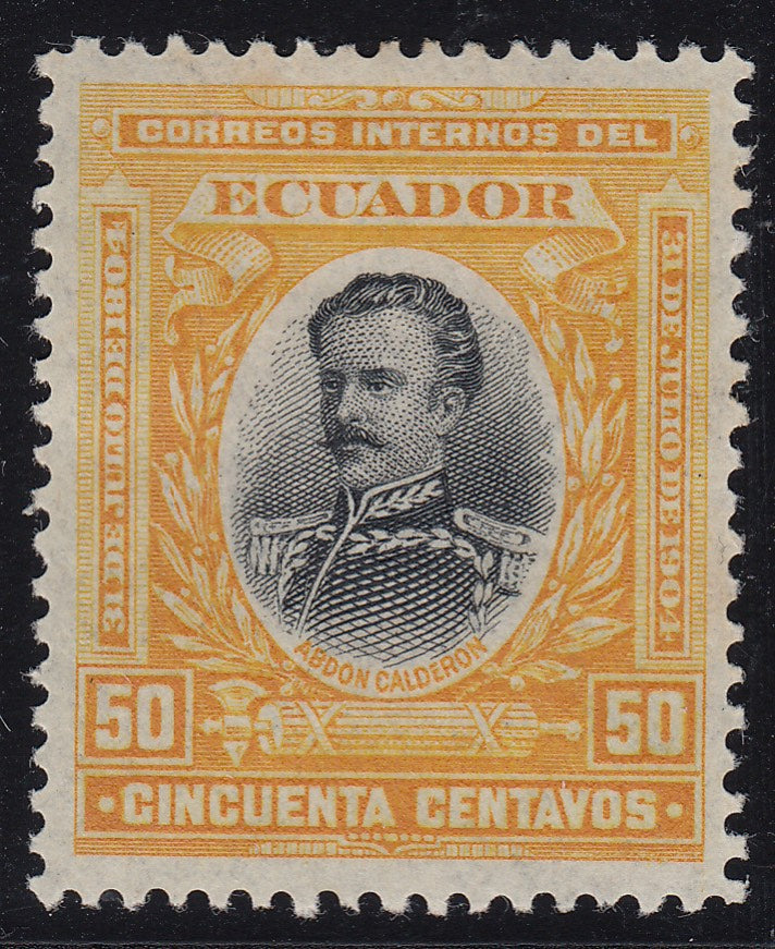 Ecuador 1904 50c Yellow & Black M Mint. Scott 165