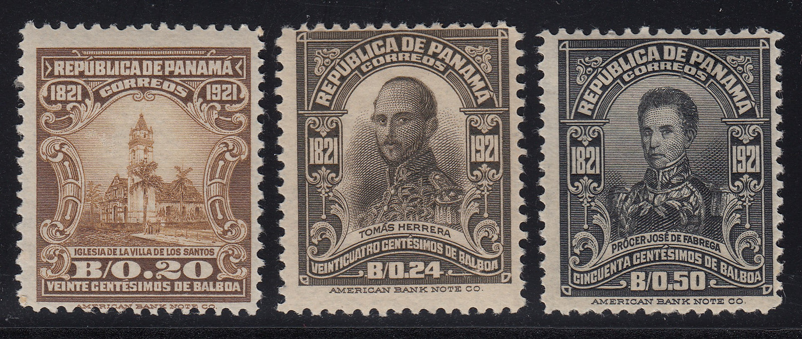 Panama 1921 Independence Centenary High Values MNH / M Mint. Scott 229-231
