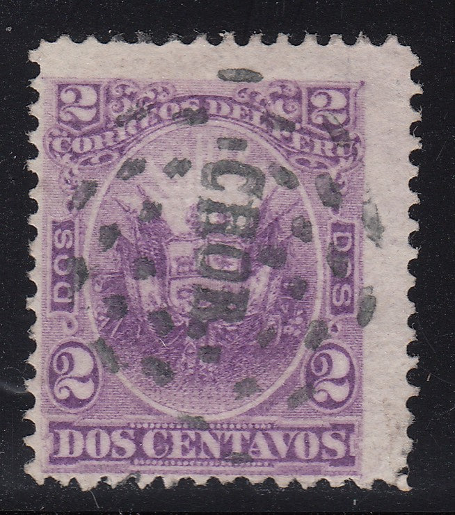 Peru 1874-84 2c Dark Violet With Scarce SON Chorrillos (CHOR.) Cancel Used. Scott 22