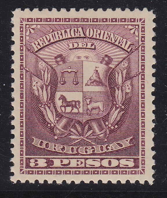 Uruguay 1894 3p Dull Violet M Mint. Scott 107