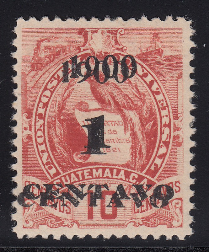 Guatemala 1900 1c on 10c Red Double Surcharge Error MNG. Scott 98b