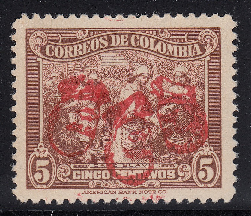 Colombia 1945 5c Dull Brown Inverted Overprint Variety LM Mint. Scott 521var