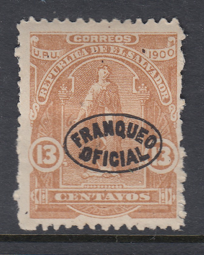El Salvador 1900 13c Yellow Brown Official Overprint M Mint. Scott O229