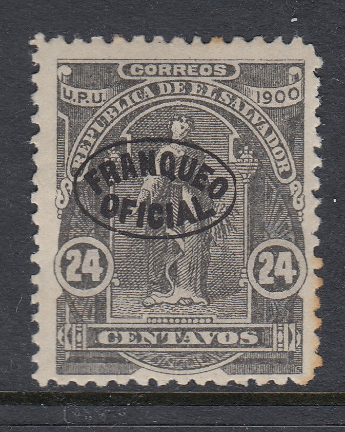 El Salvador 1900 24c Grey Black Official Overprint MNH. Scott O230