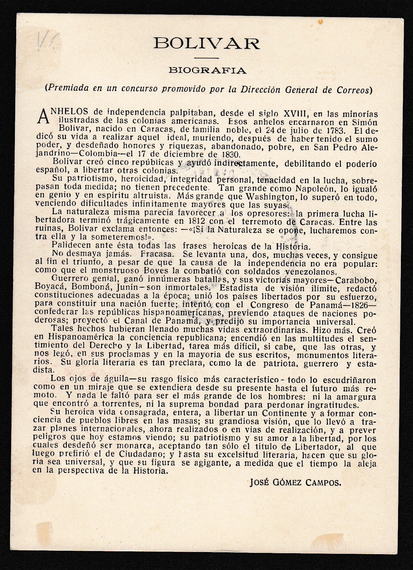 El Salvador 1930 Bolivar Centenary First Day Of Issue Airmail Postcard. Scott C15-C18 Set