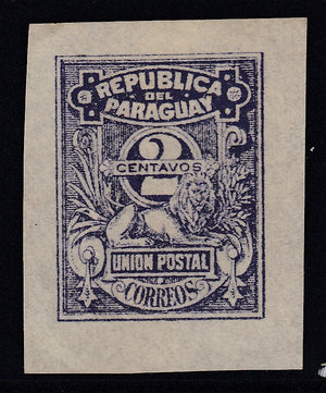 Paraguay 1886 2c Violet Official Colour Trial Essay Proof LM Mint. Scott O2 var