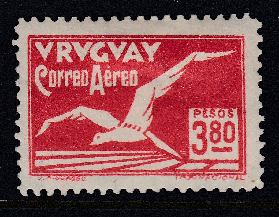 Uruguay 1928 3.80p Red Albatross Airmail LM Mint. Scott C25