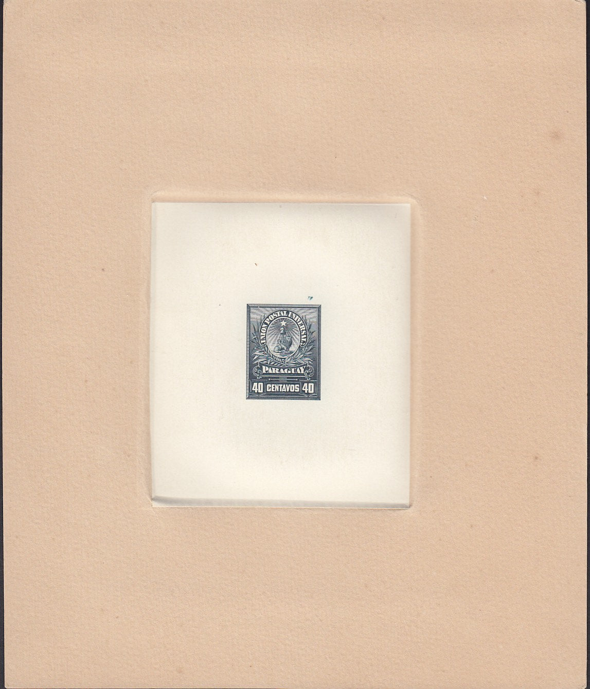 Paraguay 1900 40c Seal Of The Treasury Sunken Die Proof. Scott Unlisted