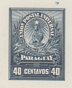 Paraguay 1900 40c Seal Of The Treasury Sunken Die Proof. Scott Unlisted