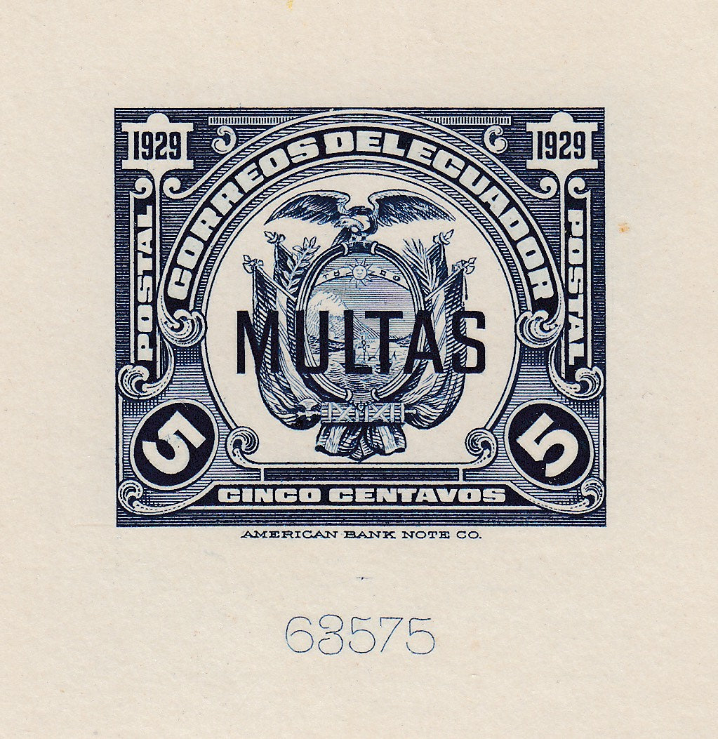 Ecuador 1929 Postage Due Complete Set of Die Proofs. Scott J15-J17 var