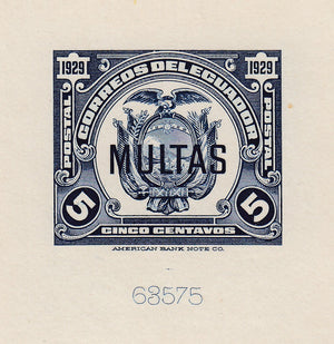 Ecuador 1929 Postage Due Complete Set of Die Proofs. Scott J15-J17 var