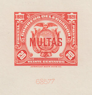 Ecuador 1929 Postage Due Complete Set of Die Proofs. Scott J15-J17 var