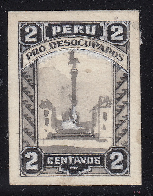 Peru 1933-35 2c Unemployment Fund Artist's Drawing. Scott RA21-RA23 var