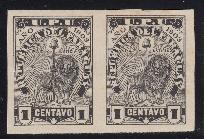 Paraguay 1903 1c Second Lion Issue Plate Essay Proof Pair. Scott 84 var
