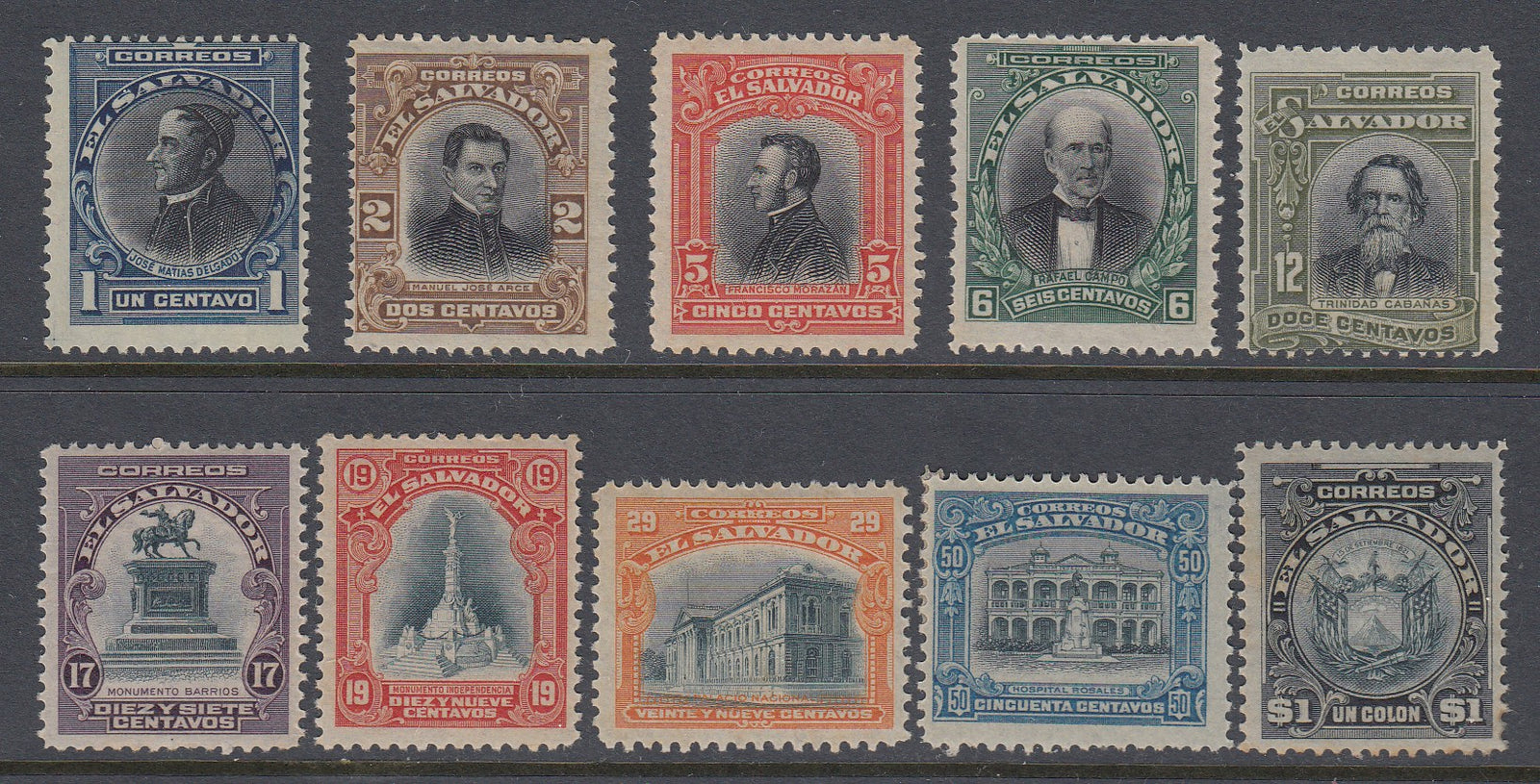 El Salvador 1912 Complete Set MNH/VLM Mint. Scott 402-411