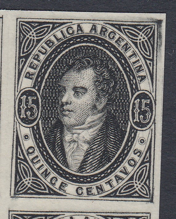Argentina 1864-67 Liechtenstein 1924 Reprint Marginal Proof Blocks x 3. Scott 8-10 var