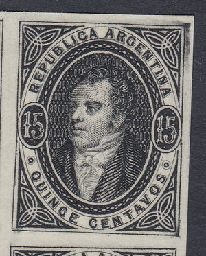 Argentina 1864-67 Liechtenstein 1924 Reprint Marginal Proof Blocks x 3. Scott 8-10 var