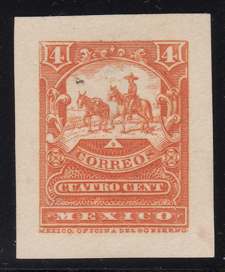 Mexico 1895 4c Orange Transportation Small Die Proof. Scott 246 var
