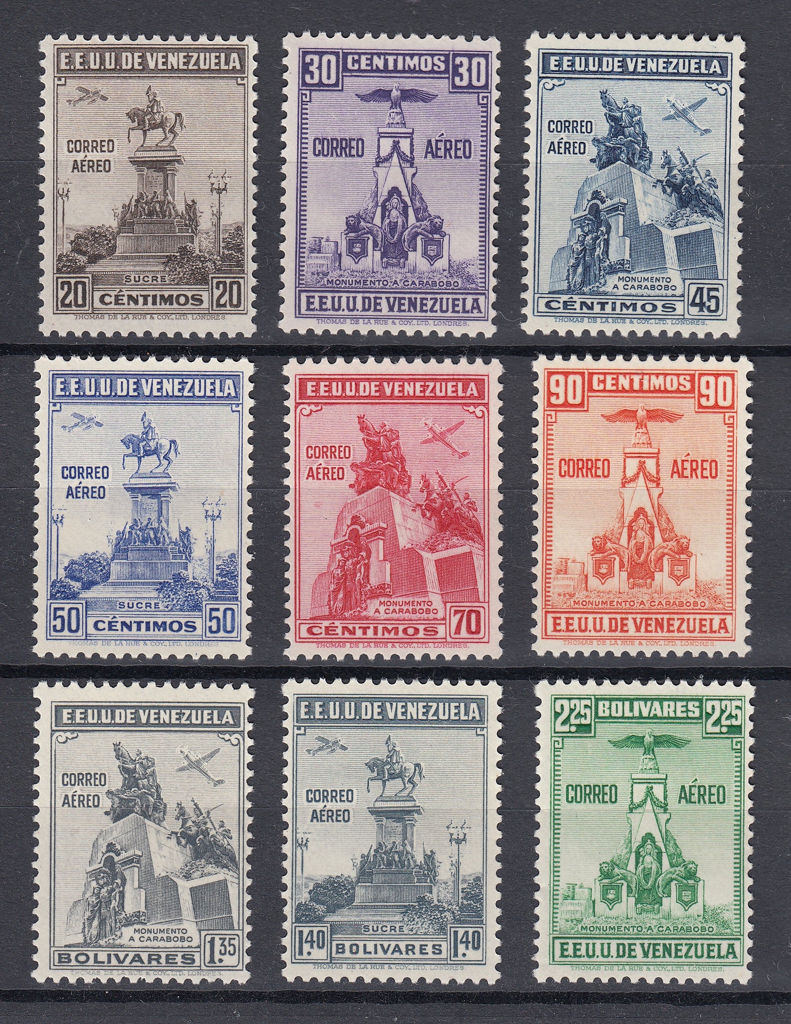 Venezuela 1938 Independence Airmail Set. LM Mint. Scott C127-35