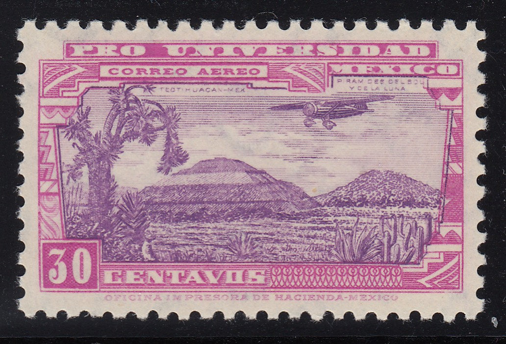 Mexico 1934 30c Red Lilac & Violet National University Airmail Issue MNH. Scott C55